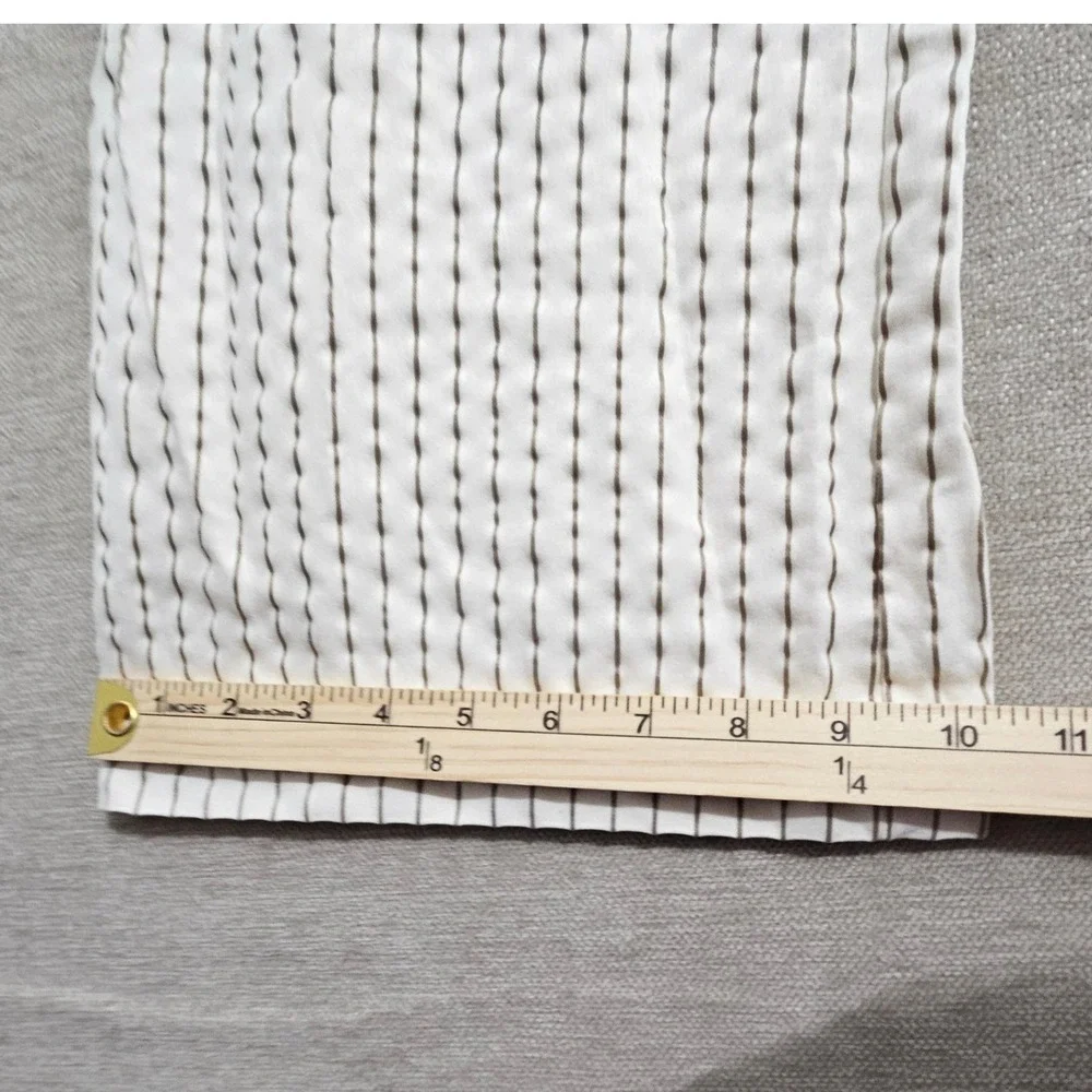 Zara Trousers Women XS Cream Pinstripe High Waist Wide Leg seersucker-esque